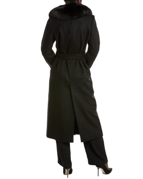 sofiacashmere Shawl Collar Wool-Blend Long Wrap Coat