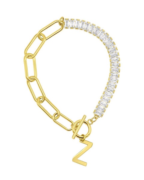 ADORNIA 14K Plated Initial Bracelet