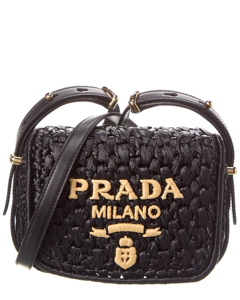 Prada Crochet & Leather Shoulder Bag