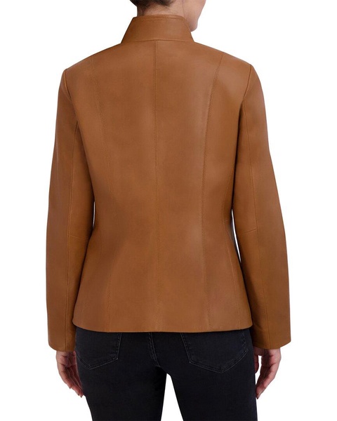 Cole Haan Smooth Leather Wing Collar Jacket