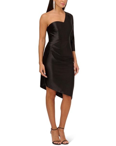 Aidan Mattox One Shoulder Satin Midi Dress