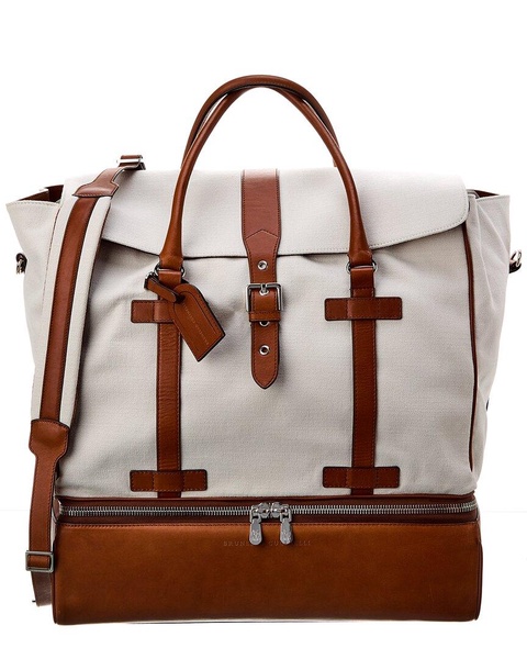 Brunello Cucinelli Two-Tone Canvas & Leather Travel Luggage Duffel Bag