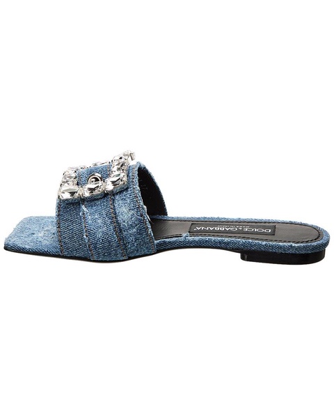 Dolce & Gabbana Rhinestone Buckle Denim Sandal