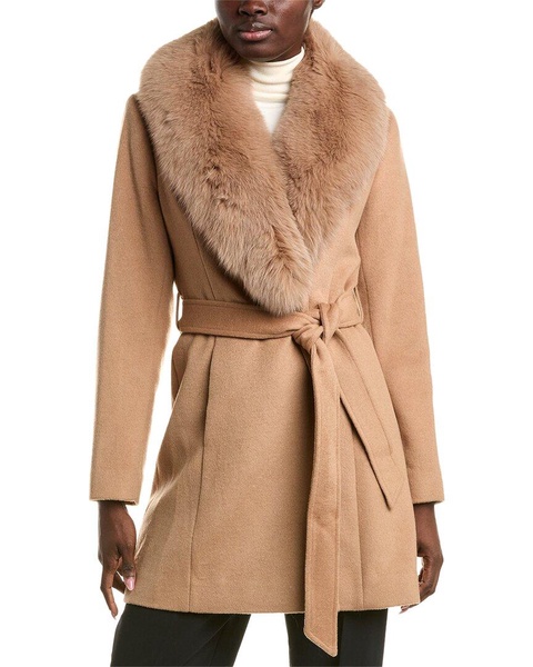 sofiacashmere Wool-Blend Wrap Coat