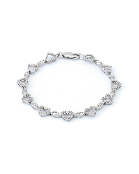 Silver 0.12 ct. tw. Diamond Heart Bracelet