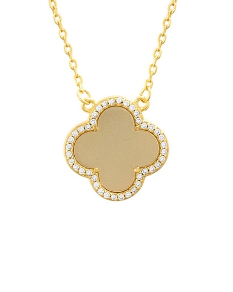 ADORNIA 14K Plated Halo Clover Necklace