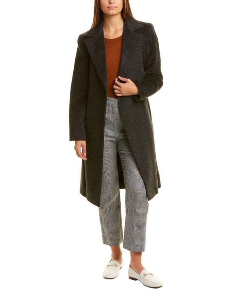 sofiacashmere Belted Alpaca & Wool-Blend Coat