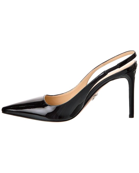 Prada Logo Patent Pointy-Toe Slingback Pump