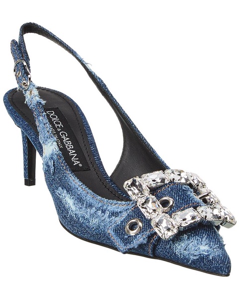 Dolce & Gabbana DG Logo Denim Slingback Pump