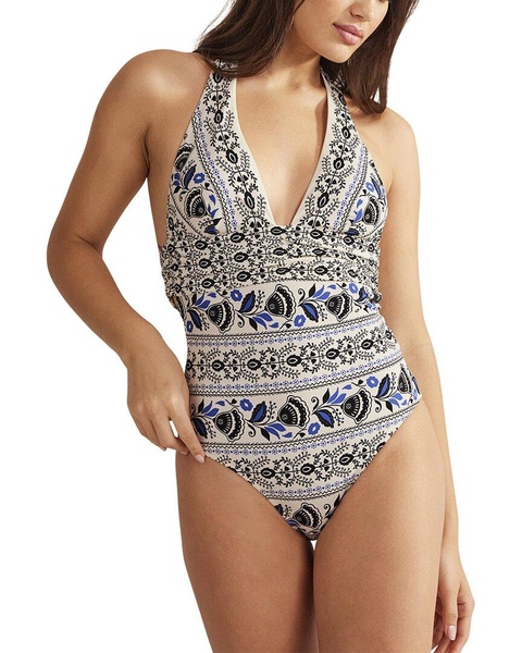 Boden Bow Detail Halter Swimsuit