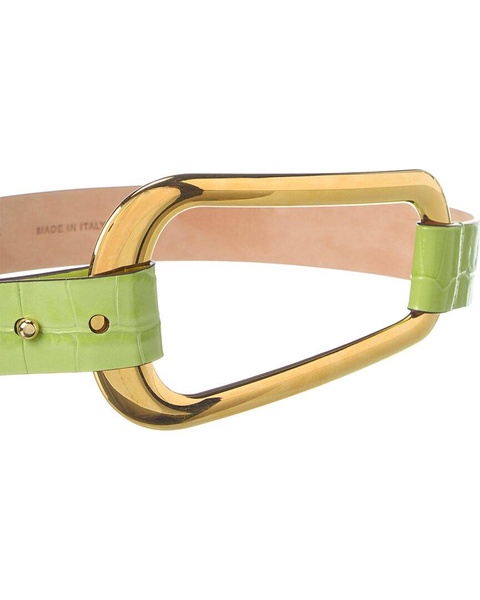 Michael Kors Collection Organic Buckle Croc-Embossed Leather Waist Belt