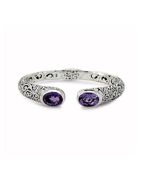 Samuel B. Silver 11.00 ct. tw. Amethyst Hinge Bangle Bracelet