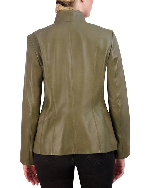 Cole Haan Smooth Leather Wing Collar Jacket