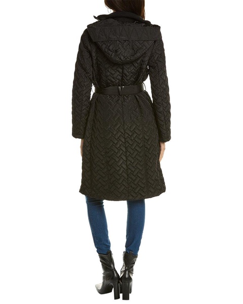 Cole Haan Hooded Long Belted Coat