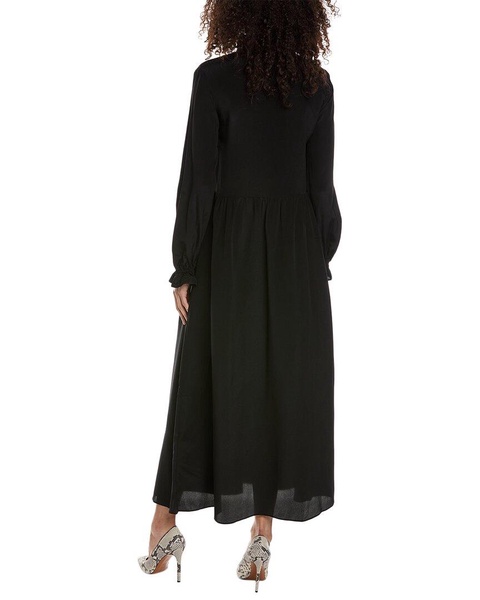 The Kooples Smocked Collar Silk Midi Dress