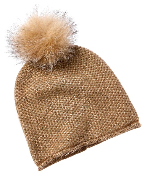 sofiacashmere Honeycomb Metallic Cashmere-Blend Hat