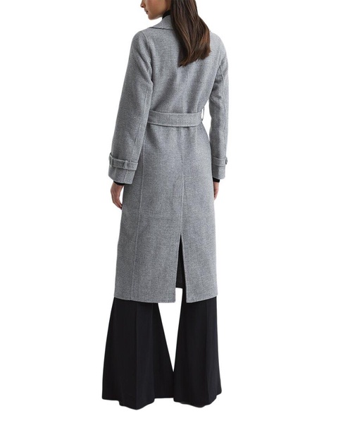 Reiss Alexa Belted Blind Seam Checked Wool-Blend Trench Coat