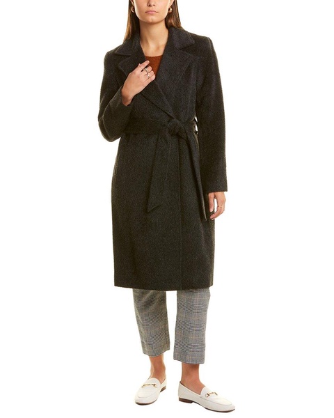 sofiacashmere Belted Alpaca & Wool-Blend Coat