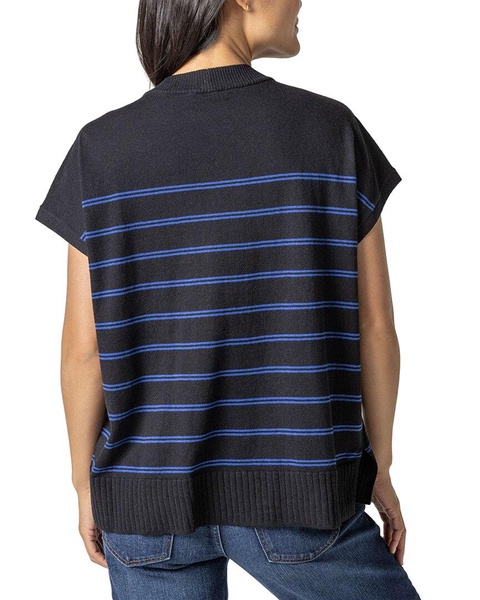 Lilla P Striped Poncho Linen-Blend Sweater