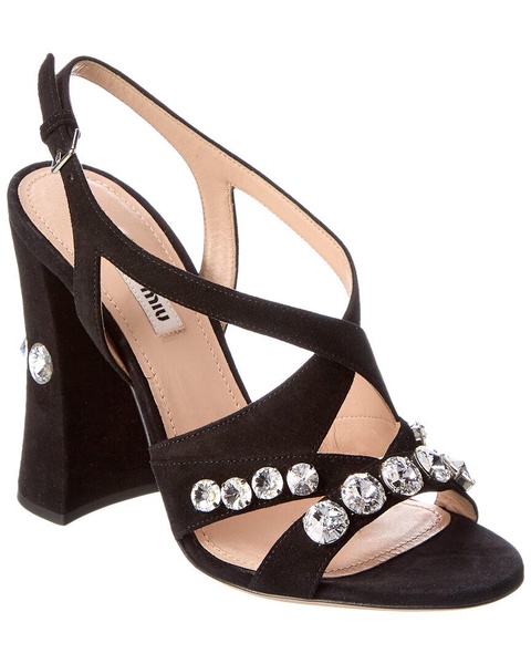 Miu Miu Crystal Suede Sandal