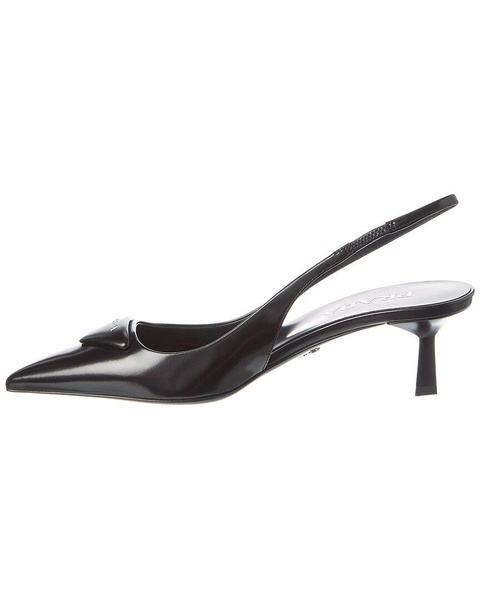 Prada Leather Pointy-Toe Slingback Pump