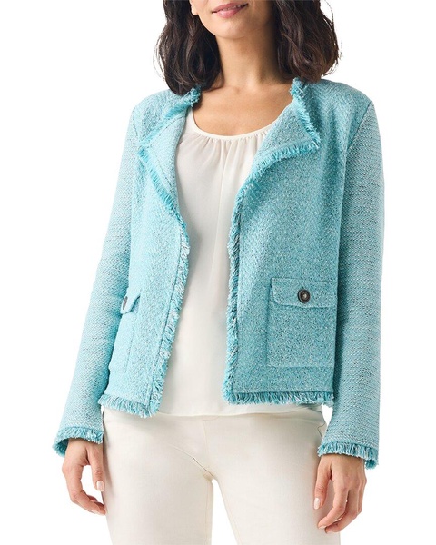 NIC+ZOE Fringe Mix Knit Pocket Jacket