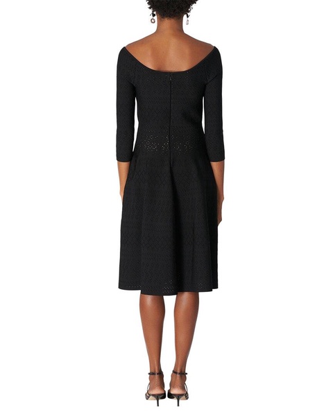 Carolina Herrera Bateau Neck Knit Flare Midi Dress