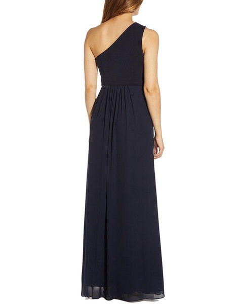 Adrianna Papell One Shoulder Crepe Chiffon Long Gown