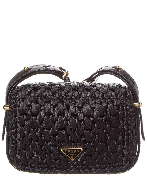 Prada Crochet & Leather Shoulder Bag