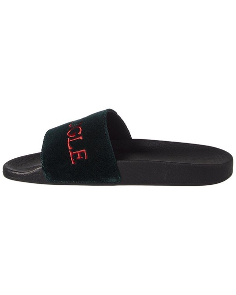 Gucci Velvet Embroidered Slide Sandal