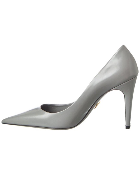 Prada Logo Leather Pointy-Toe Pump