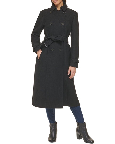 Cole Haan Flared Wool-Blend Trench Coat