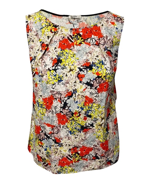 sleeveless blouse in floral print cotton