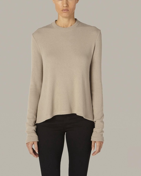 sweater knit l/s crew in taupe