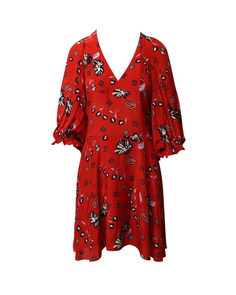 remi daisy floral midi dress in red silk