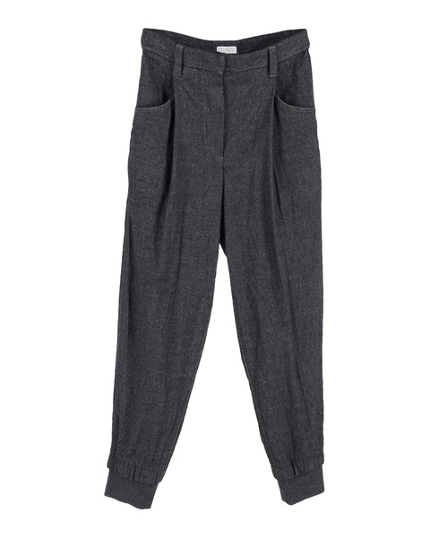 pleated trousers in grey cotton