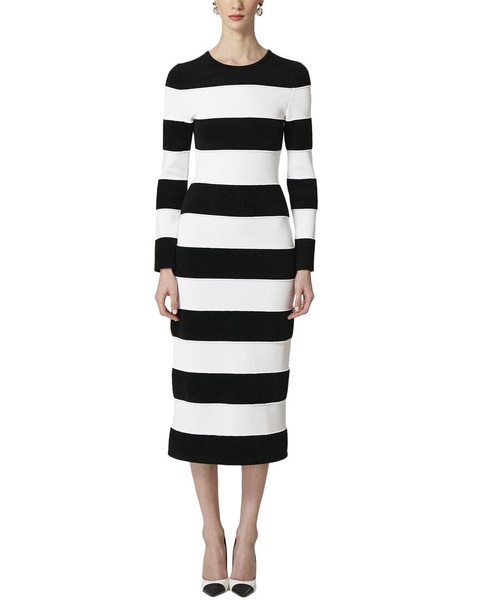 crewneck knit column long dress