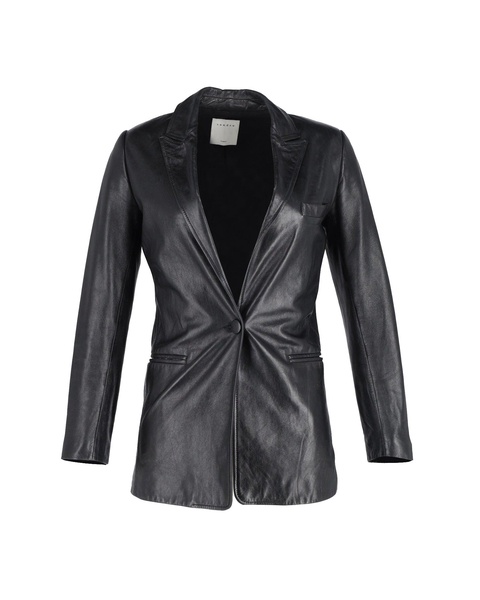 sandro single-breasted blazer in black leather