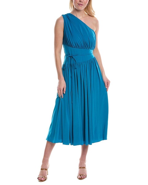 Halston One-Shoulder Midi Dress