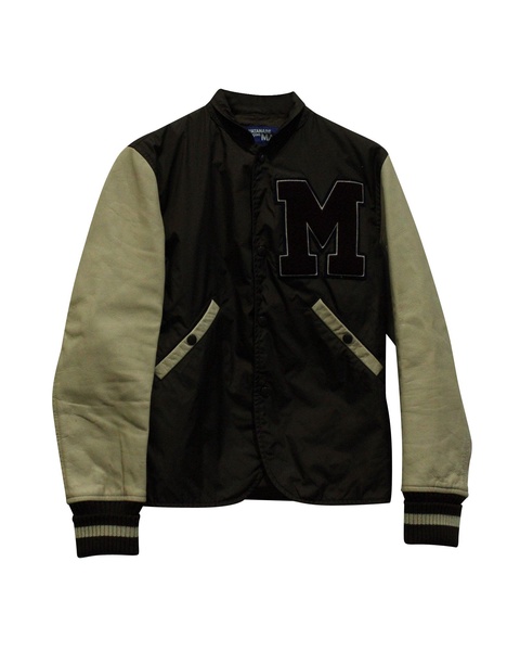 x comme des garcon baseball jacket in brown nylon