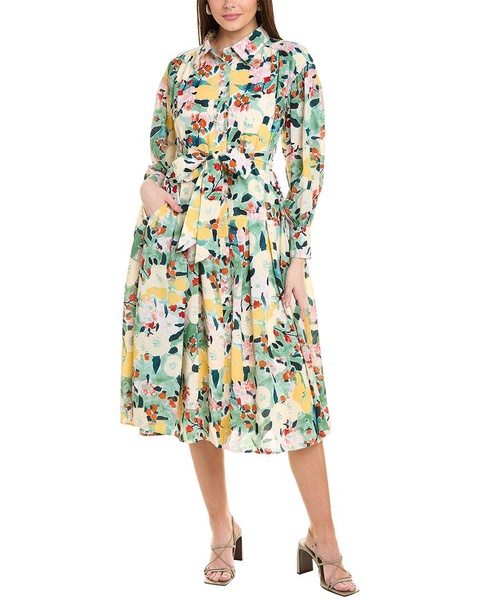 watercolor print shirtdress