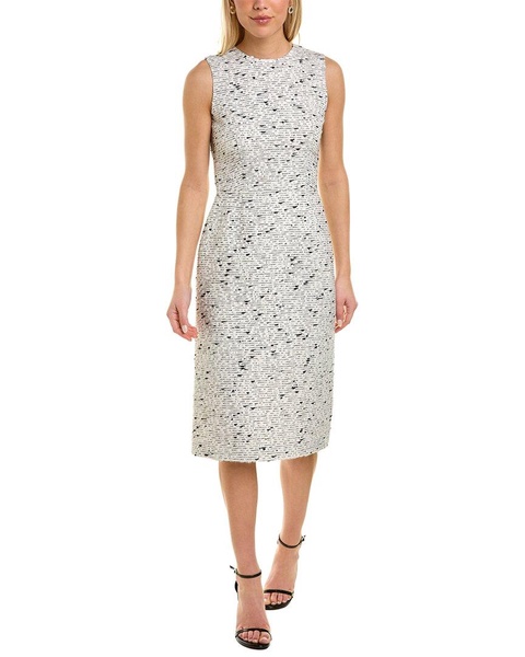 silk-lined marble tweed wool-blend sheath dress