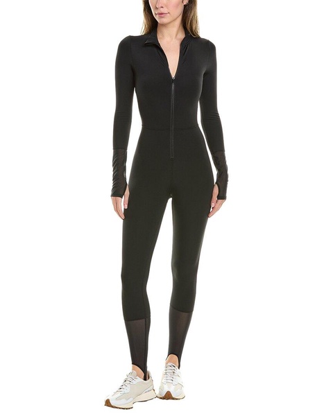 zip front stirrup jumpsuit