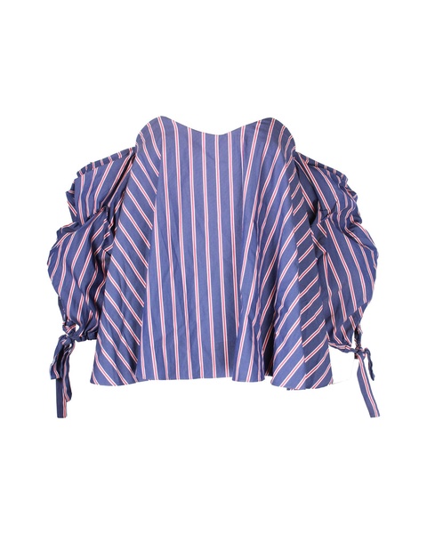 gabriella off-shoulder top in blue cotton