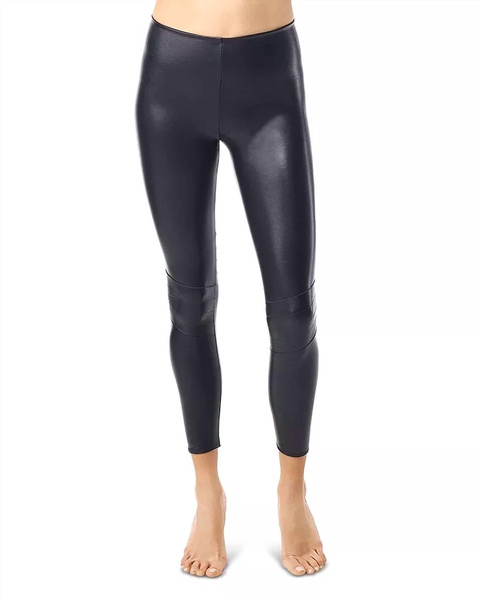 faux leather moto legging in black