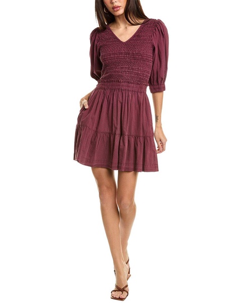 simona puff sleeve smocked mini dress