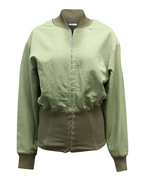 hook and eye bomber jacket in olive green nylon