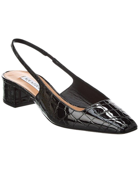 Aquazzura Ginza 35 Croc-Embossed Leather Slingback Pump