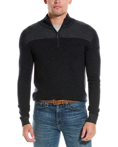 Bruno Magli Plaited Wool 1/4-Zip Sweater