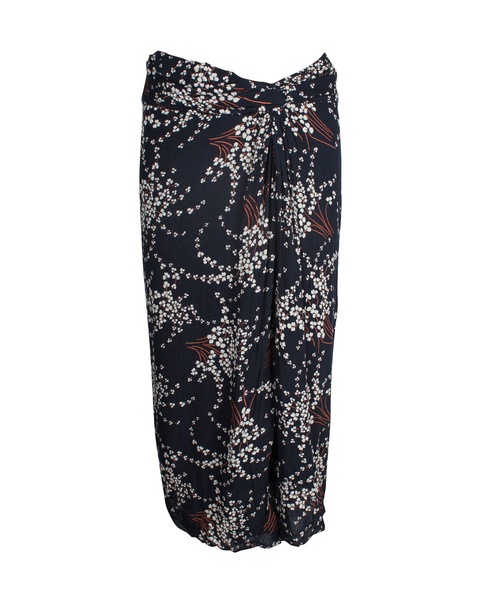 omille floral knee-length skirt in navy blue cotton